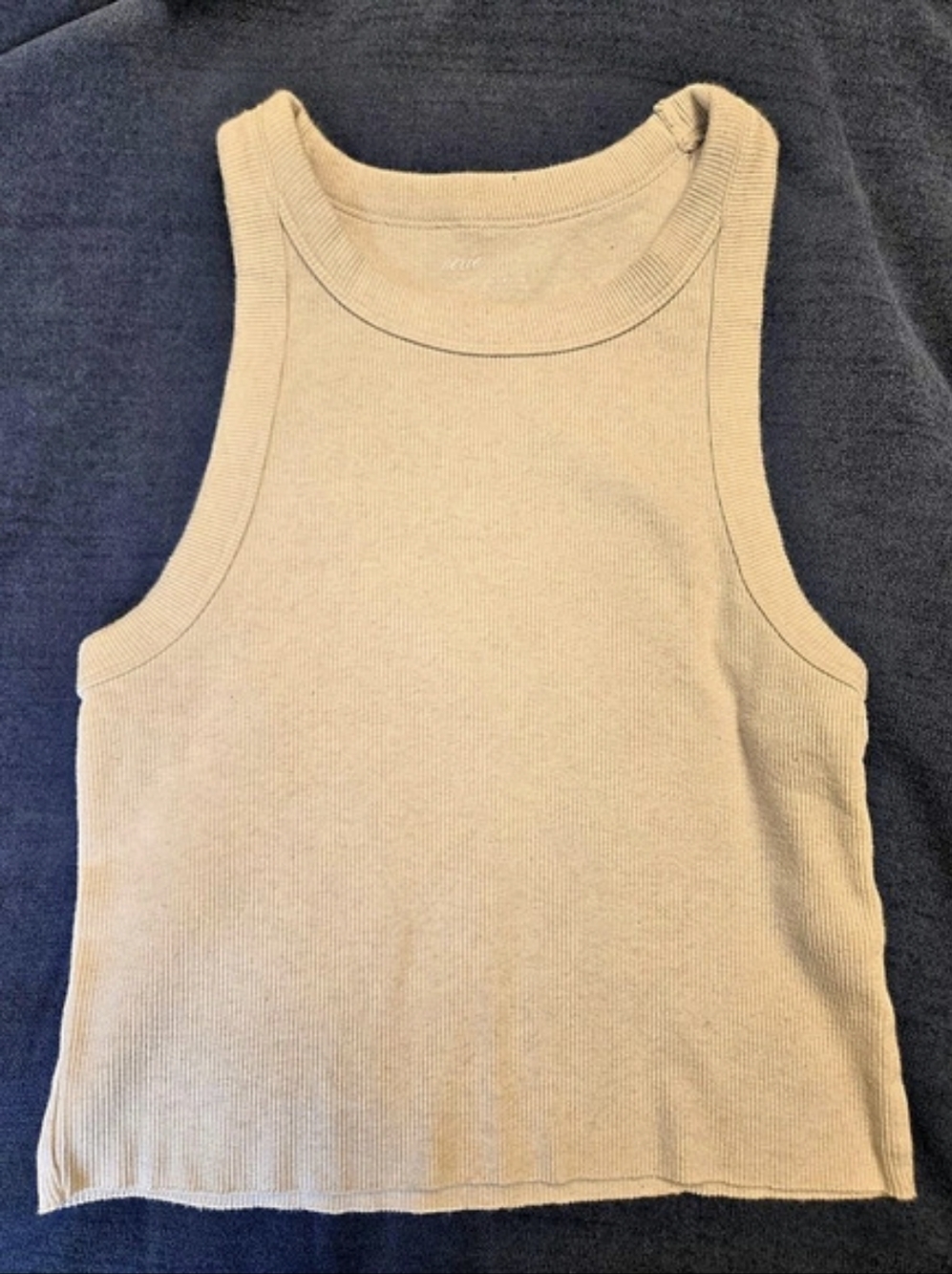 Aerie Free Spirit Ribbed Tank Top | Size L | Heathered Frost